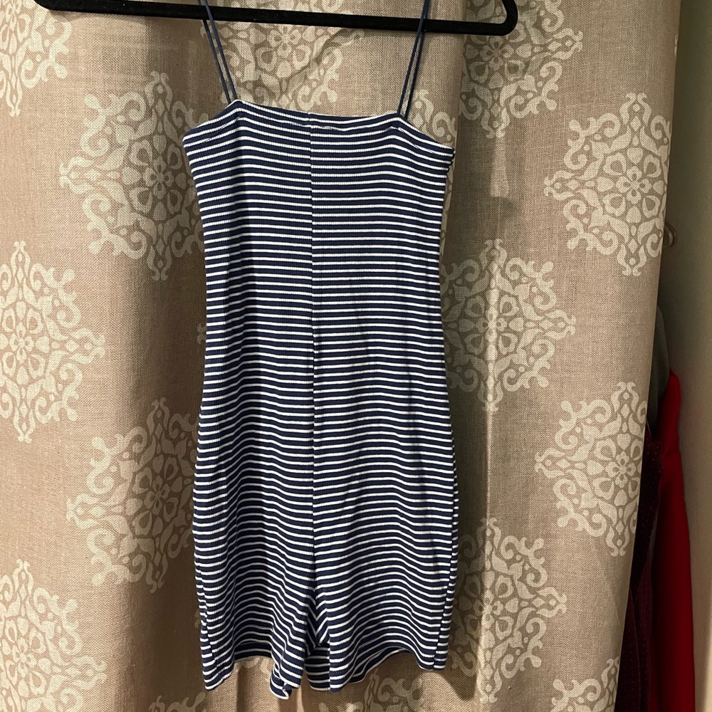 Zara Blue White Stripe One Piece Romper
